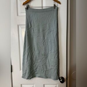 AS IS: St. John Evening Knit Maxi Skirt | Size 16 | Mint Blue | Flawed 0553